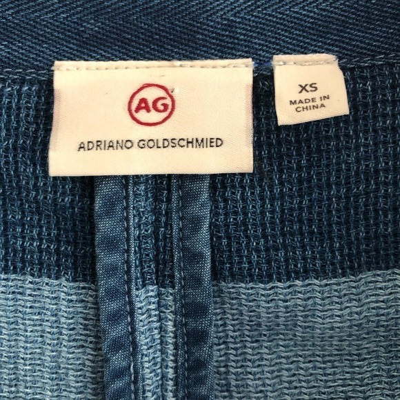AG Adriano Goldschmied Blazer The Capucine Jacket Blue Stripe Crop Fray Hem XS - Picture 13 of 15